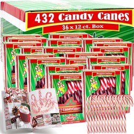 Candy Cane Peppermint Flavored | Red & White Stripes Individually Wrapped | Creative Idea Booklet & Muchai Treat Box Included (36 Boxes (12ct) 432 Total Candy Canes - Bulk)