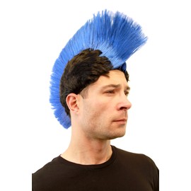 WIG ME UP - LM-420-P103/PC3 Karneval: Perücke Punk Mohawk Irokese Iro Anarchie blau