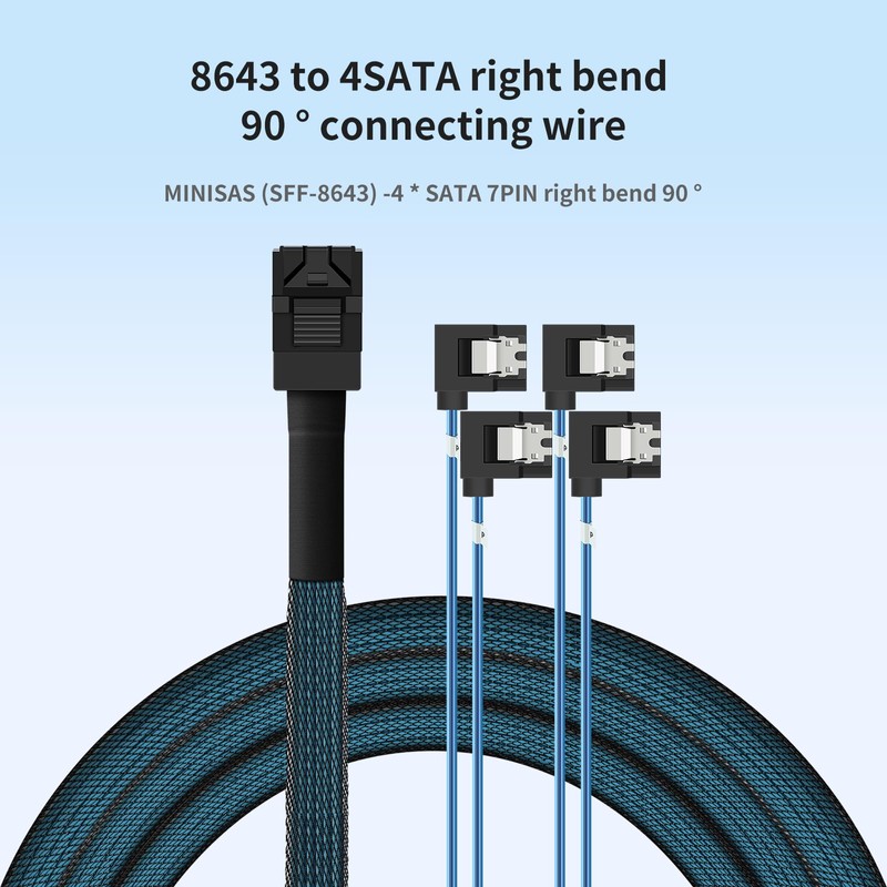 Buacoz 2Pack SFF-8643 to 4X SATA 90-Degree Right-Angle Adapter Cable