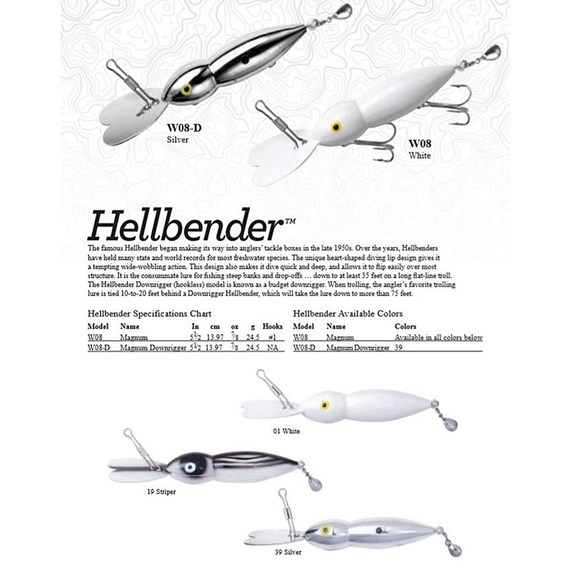 Heddon Lures W0801 Magnum Hellbender Fishing Lures, White, 5.5"