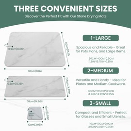 ESSENTIALS BY ALEX Stone Drying Mat for Kitchen Counter - Stone Dish Drying Mat - Drying Stone for Kitchen Counter - Dish Drying Stone - Diatomaceous Earth Dish Drying Mat