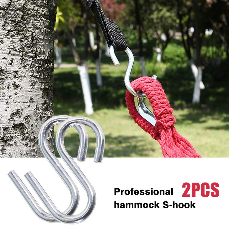 Denpetec 2pcs Stainless Steel Fishing Hiking Hammock Hook S Shaped