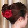 Hair Claw Fashion Rose Flower Women Accessories Barrette (Big Red+Navy