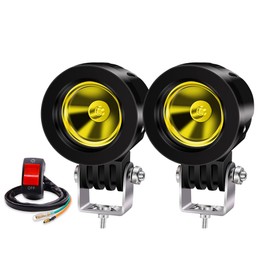 X-STYLE 10W Motorcycle Fog Lamp, LED, Yellow, LED Work Light, Narrow Angle Type, 12 V, 24 V, Dual Use, High Brightness, Waterproof, Long Life, Shockproof, Round Spotlight, Car Exterior Light,
