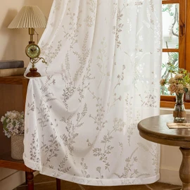 WUBODTI - Cortinas florales de privacidad que dejan entrar la luz en la sala de estar, con bolsillo para barra, elegantes cortinas semitransparentes de 84 pulgadas de largo, 2 paneles para recámara