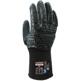 Wondergrip - Ironshield - WG-33FP Safety Gloves - Double Latex Coating - TPR Reinforcement - High Grip - Impact Protection - Heat & Cold Resistant - Durable - Grey - Large
