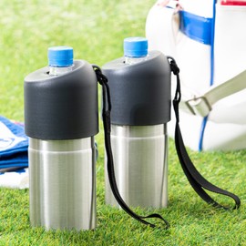 Atlas ABIB-BSV2P Plastic Bottle Holder, Set of 2, Cold Insulation, 16.9 fl oz (500 ml), 650 ml, Vacuum Insulated, Silver, Bottle-In Bottle with Strap