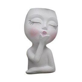 Sculpture Flower Pot Resin Portrait Flying Kiss Flower Pot Planter Pot Closed Eye Flower Pot