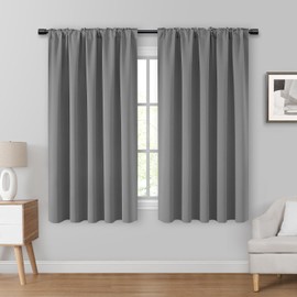 HOMEIDEAS Blackout Curtains, 2 Pages Light Grey Room Darkening Bedroom Pinch Pleated Curtains Thermal Insulated Back Tab Rod Pocket Drapes for Bedroom, W52 x L63