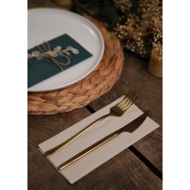 Beige Paper Napkins | Linen Feel Guest Disposable Cloth Like Dinner Napkins | Hand Towels | Soft, Absorbent, Paper Hand Napkins for Kitchen, Bathroom, Parties, Weddings, Dinners | 50 Pack