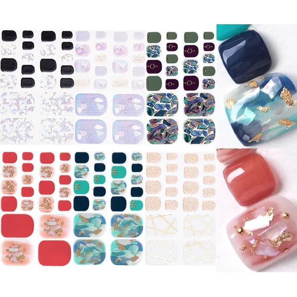 NAILDOKI Nail Stickers for Toe Nails, 6 Types, Non-Damaging Toenail Stickers, Nail Wraps, Nail Accessories, Nail Gel Stickers, Women’s, Cute, Popular, Stylish, Advanced