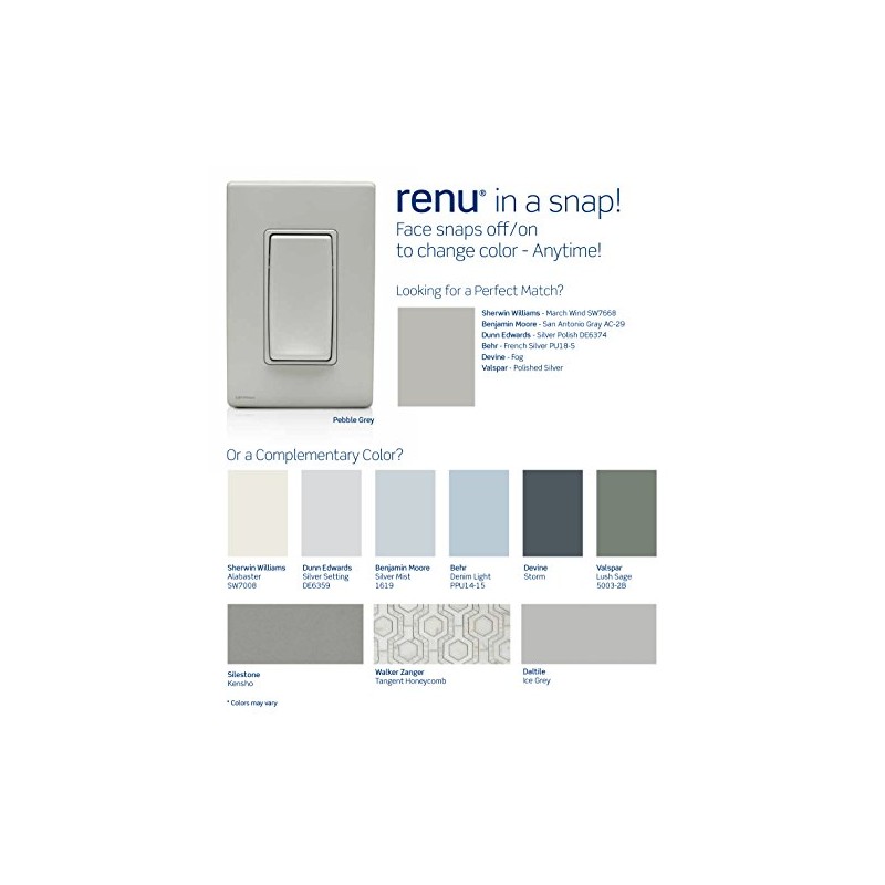 Leviton Renu Switch RE153-PG for 3-Way Applications, 15A-120/277VAC (Pebble Grey)