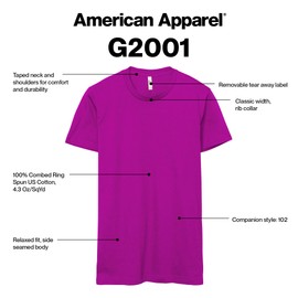 American Apparel Fine Jersey T-Shirt, Style G2001, Multipack, Cream (2-Pack)