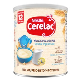 Nestle Cerelac Wheat Cereal with Milk, Made for Toddlers 12 Months, 14.1-Ounce Canister (Pack of 1)