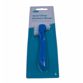 Buy-Simplicity® Denture Brush | Smart Design, Excellent Convenience, and Contoured Grips | Lightweight, Portable, Durable and Multi-Layered Bristles (Blue)