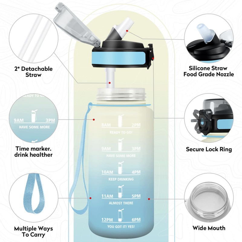 Water Bottle 500 ml, Water Bottle with Time Marking, Sports