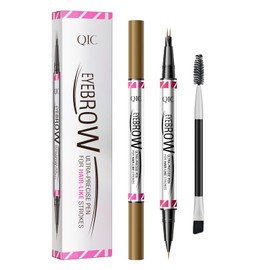 2 in 1 Eyebrow Pencil, Eyebrow Pencil with Two Ends and Brow Brush, Durable Waterproof Eyebrow Pencil (Black)