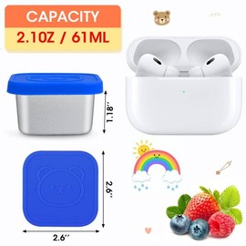 Haldane 7x2.1 oz Condiment Containers with Lids, Salad Dressing Container To Go，Stainless Steel Small Snack Containers, Reusable & Leakproof Silicone Sauce Cups for Picnics and Travel