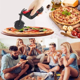 GEFIRE Motorcycle Pizza Cutter, Stainless Steel Pizza Cutter, Funny Pizza Cutter, Pizza Scooter, Motorcycle, Motorcycle Gifts for Men, Plastic Motorcycle Wheel Cutter (Black & Red)