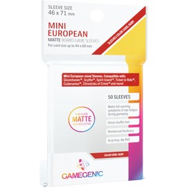 Gamegenic Card Sleeves – Matte Mini European-Sized 50CT – Smooth & Tough Card Sleeves – Card Size up to 44mm x 69mm - Compatible with Gloomhaven, Scythe, Ticket to Ride, Chronicles of Crime, Codenames