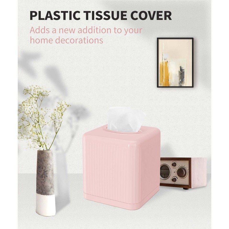 Livelab Tissue Box Cover with Base - Square Plastic Holder,