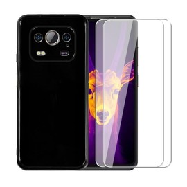 WDMYLFTW Case for Ulefone Armor 25T Pro + [2 Pack] Glass Screen Protector Tempered Film - Transparent Silicone Soft Flexible Bumper Shockproof TPU Protective Cover Shell (Black)
