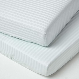 HOMESCAPES Blue Cot Fitted Sheets 60 x 120 cm 2 Pack 100% Egyptian Cotton Percale Soft Hypoallergenic Cot Sheet with Fully Elasticated Skirt Breathable Easy Care 330 TC 500 Thread Count Equivalent