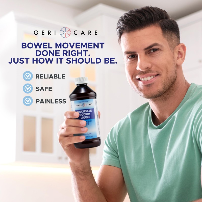 GeriCare Docusate Sodium Liquid 50 mg, Stool Softener Laxative, 16