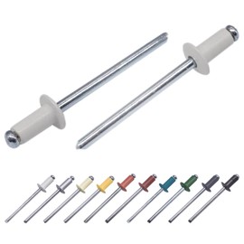 Marcopol Pack of 100 Painted Blind Rivets 3.2 x 8 mm, Dome Head, DIN 7337, Aluminium Rivets and Steel Mandrel, Pop Rivets (100, Grey/White RAL 9002)