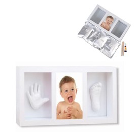 Cangaroo Baby Plaster Cast 3D Hand and Footprint Set, Wooden Photo Frame, Colours: White