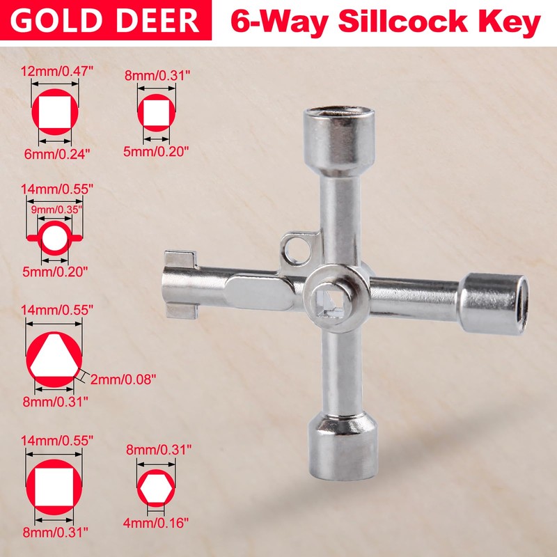 GOLD DEER 4-Way Multi-function Key Wrench Set of 2 Multi-Purpose
