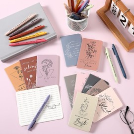 Clabby 24 Sets Inspirational Gifts for Colleagues, Colourful Inspirational Notebooks, Mini Pocket Notebook, Motivation, Ballpoint Pen, Thank You Gifts for Teachers, Farewell, Christmas (Morandi)