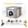 Casa para Gatos Plegable LovePaws Gris, con Rascador y Cojín