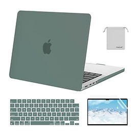 MOSISO Compatible with MacBook Pro 14 inch Case 2021 2022 Release A2442 M1 Pro/Max with Liquid Retina XDR Display Touch ID, Plastic Hard Shell&Keyboard Skin&Screen Protector&Storage Bag,Midnight Green