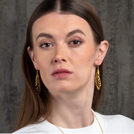 Namana Long Gold Spiral Dangle Earrings for Women and Teenage Girls. Elegant Long Spiral Drop Earrings with Fish Hook Finder.