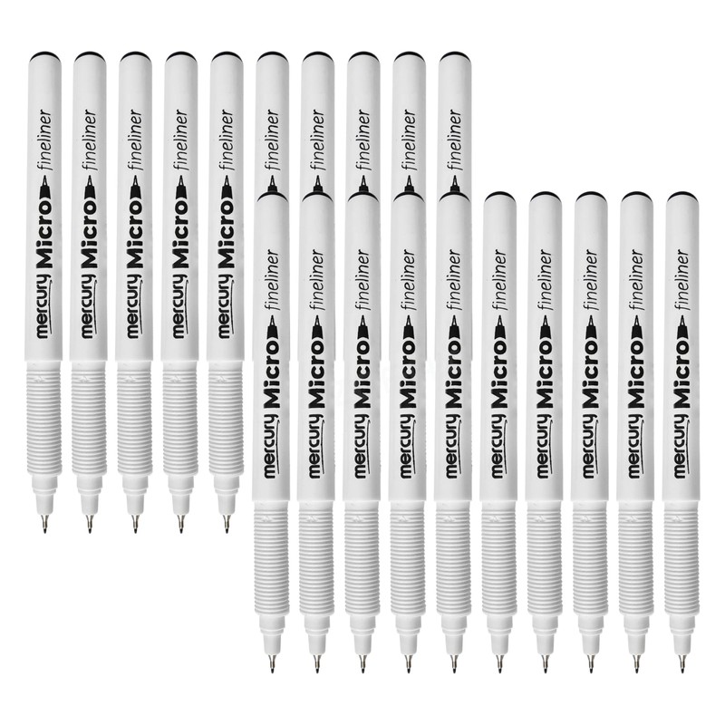 MERCURY Micro Fineliner Pens, BLACK, Ultra Fine Point (0.3mm), Pack