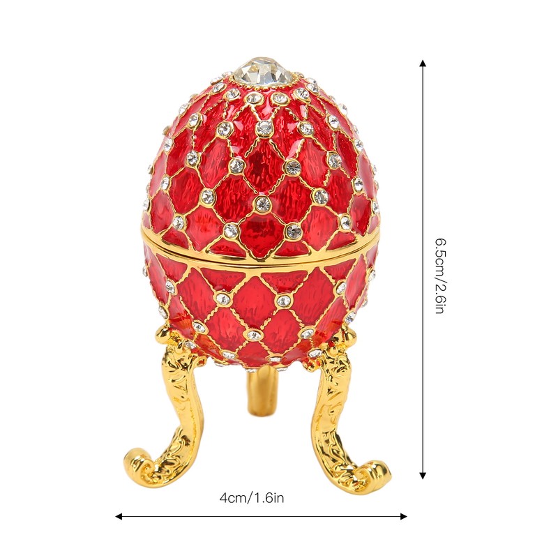 Egg Shaped Trinket Box Zinc Alloy Hinged Jewelry Ring Holder