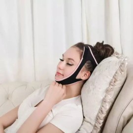 Mirairo ENC 얼굴마사지 브이라인 리프팅 밴드 턱선 턱살 경락 TvI6+2rPt Face Massage V-Line Lifting Band Jawline Contouring [Black]