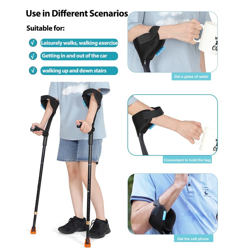 Antdvao Forearm Crutches Pair - Folding, Lightweight, Adjustable for Walking