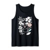 Cat Lover Minimalist Elegant Floral Botanical Line Art Tank Top