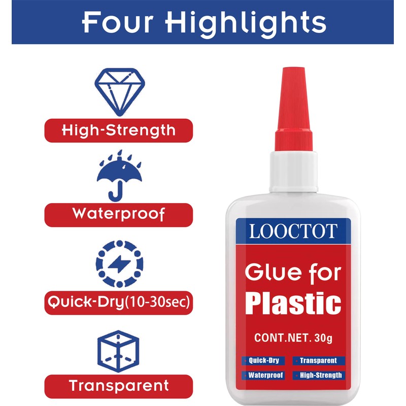 30g Plastic Glue,Glue for Plastic Repair, Super Instant Glue Used