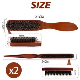 Pack of 2 Boar Bristle Brush, Sleek Bun Brush, Hair Brush, Boar Bristle Beard Brush, for All Hair Types