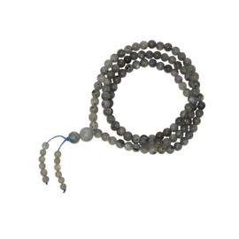 Jeannieparnell N571 108 Bead 6mm Labradorite Mala – Elastic Crystal Meditation Necklace for Yoga, Energy Healing & Mindfulness – Stretch Mala Bracelet for Men & Women