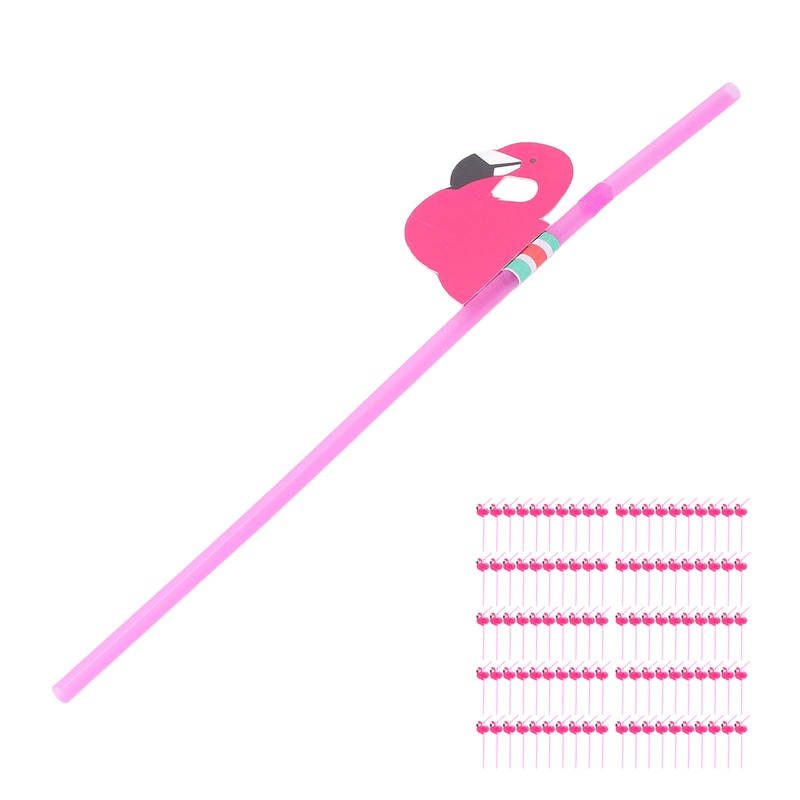 100Pcs Flamingo Drinking Straws Cute Pattern Environmentally Friendly Bendable Cocktail