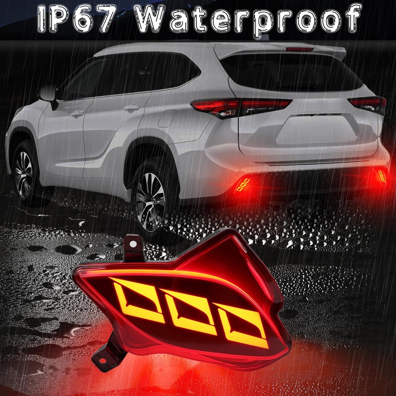 BINQIGOO Smoked Housing Full LED Rear Reflector Fog DRL Kit