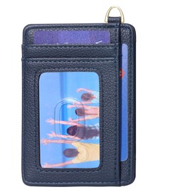 Badiya Credit Card Holder Slim Minimalist Wallet, Front Pocket Purse RFID Blocking Wallet Compact Card Case with ID Window for Women & Men