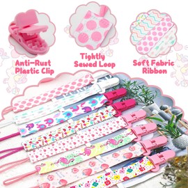 8 Pack Dummy Clips Baby, Colorful Baby Pacifier Holder, Universal Soother Chain for Baby Girls Boys Newborn (Color03)