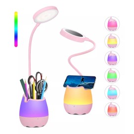 WEHOGAR Lampara De Escritorio Led Rgb Con Espejo,porta Lapices Y Cel