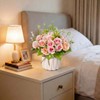 Mandarooker Fake Flowers with Vase,Pink Roses Artificial Flowers in Vase