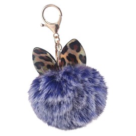 BUZZxSELECTION Women's Cat Ear Cat Leopard Print Keyring Charm Keychain AC113 (10 Blue)